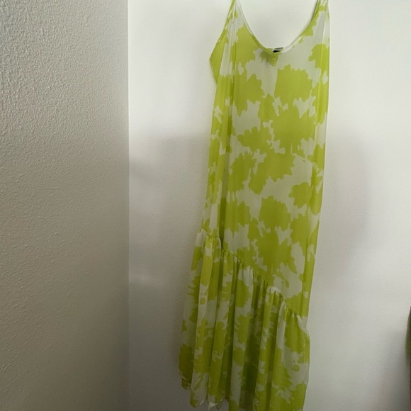A/X Armani Exchange High Low Dress in Lime and White eco viscose rare size 6 - Picture 6 of 9